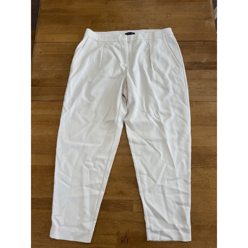 Eileen Fisher Pull On Pants Size 8 White Straight Leg #RN78121 CA#34460